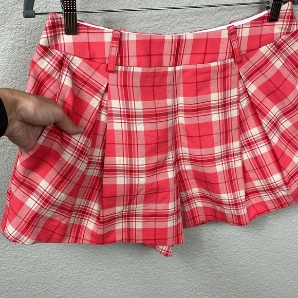 New Smythe Pleated Plaid Walking Shorts in Watermelon Plaid Red Sz 6 - Picture 6 of 12